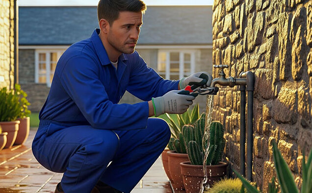 Plumber Fixing Faucet